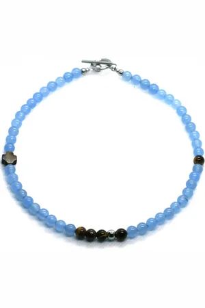 IBIZA MEN MENS JEWELLERY Heren ketting edelsteen aquamarijn 6mm - IbizaMen 50cm