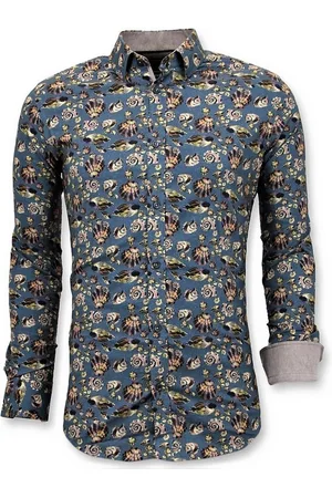 TONY BACKER Luxe Italiaanse Heren Overhemd - Digitale Bloemen Print - 3062