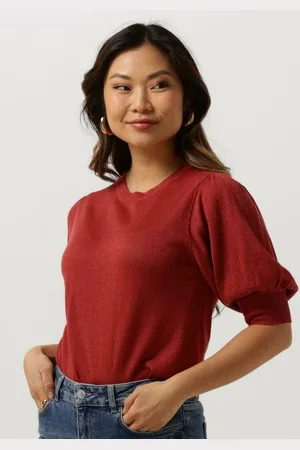 Minus Liva Puff Sleeve Metallic Knit Pullover Tops & T-shirts Dames - Shirt - - Maat XS