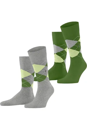 Burlington Heren everyday argyle 2P sokken groen & grijs 3224