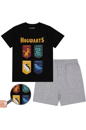 Harry Potter Jongenspyjama met korte mouwen, Zwarte en grijze zomerpyjama / 140