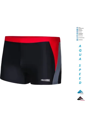 Aquaspeed Dario Heren Zwembroek - Zwemboxer Zwart met Rood - L