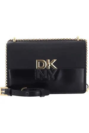 DKNY Leren Schoudertas Echo Chain Flap Crossbody Bag Zwart