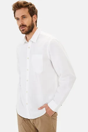 Camel Active Linnen overhemd met lange mouwen en soft-wash afwerking - Maat menswear-4XL