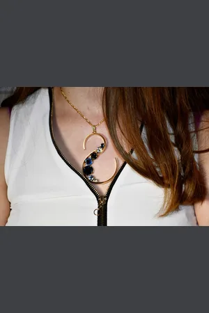 Malù S DENIM Handgemaakt juweel- Italiaans ontwerp met SWAROVSKI ELEMENTS ™ Hanger lengte 8 cm, breedte 4,5 cm- Ketting 50 cm - Juweel van gerhodineerd en verguld materiaal