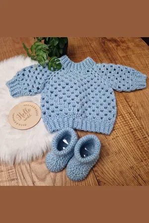Merkloos Happy Bebie | Baby | Mama | Set | Slofjes | Trui | Kraamkado | Gehaakt | Handmade