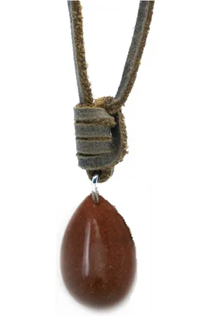 IBIZA MEN MENS JEWELLERY Heren ketting - lerenveter goudmijn drop- verstelbaar in nek - 40-80cm