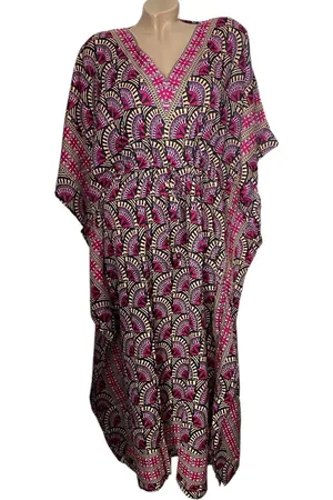 Merkloos Dames kaftan met print 1062 onesize 36-50 zwart/roze