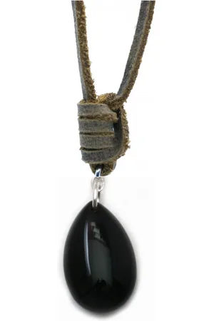 IBIZA MEN MENS JEWELLERY Heren ketting - lerenveter onyx drop - verstelbaar in nek - 40-80cm