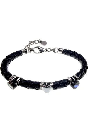 esde2 16cm tot 19cm Armband Dames - RVS - 6mm Gevlochten Leer Armband - Verstelbaar