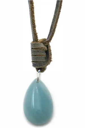 IBIZA MEN MENS JEWELLERY Heren ketting - lerenveter amazoniet drop