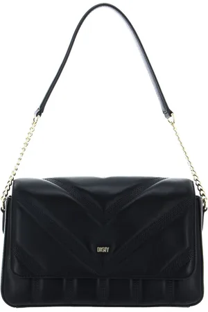 DKNY Leren Schoudertas Becca Flap Demi Shoulder Bag Zwart