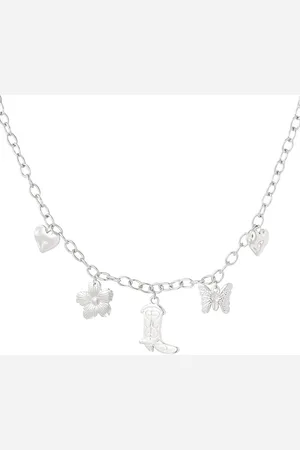 Yehwang Bedel ketting met cowboy boot - - Kettingen dames - /Silver - 42 + 5 cm - Stainless Steel (verkleurt niet!) - Waterproof - Necklace - Dames kettingen - Kerst cadeau - Kerst - Sinterklaas cadeau - Moederdag - Party - Valentijn - Cadeau