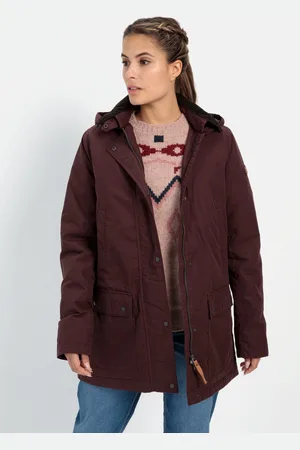 Camel Active Waxjas met afneembare capuchon - Maat womenswear-46 - Donkerrood