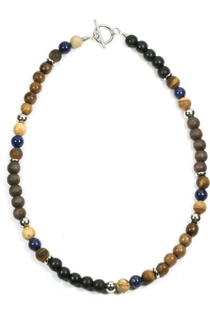 IBIZA MEN MENS JEWELLERY IbizaMen - mix natuursteen en hout - tijgeroog 8mm - maat 50cm