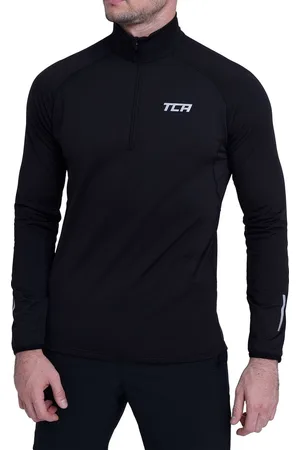 TCA Heren Winter Run Half-Zip Lange Mouw Running ReflectiveTraining Workout Outdoor Atletische Top, LIME PUNCH, M
