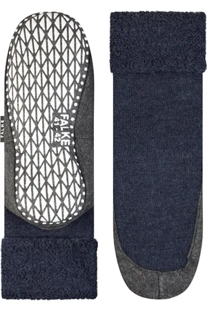 Falke Cosyshoe antislip noppen merinowol huissokken pantoffels heren blauw - Maat 37-38