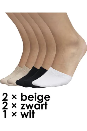 Bonnie Doon Set van 5 paar Katoenen Teen Sokjes Geen Koude Tenen Bescherming van je Panty Ideaal voor Instappers en pumps maat 36/42 3 kleuren - 2 paar zwart/2 paar Beige/ 1 paar Wit - Bescherm je Panty - Verminderd Schuiven in Schoen - OL3110005.596
