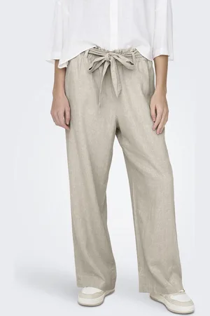 JDY Jacqueline de Yong Broek say Mw Linen Belt Pant Wvn Noos 15254626 Oatmeal/melange 25 Dames Maat - W38