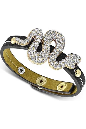Amanto Armband Cormac Black - PU Leer - Messing - Slang - 30mm - 22cm