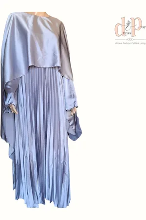 Merkloos Dress&Pray | Sultana Gown Silver - Eid Dress - Feestjurk - Abaya - - Satin Look - Modest Fashion - One Size