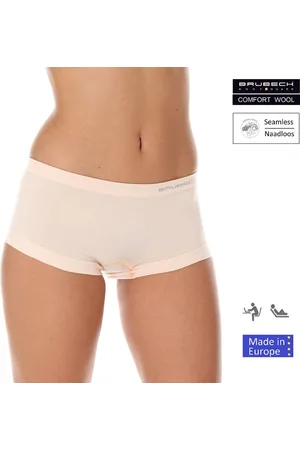 Brubeck Dames Ondergoed Boxershorts Naadloos met Merinowol - Beige - L