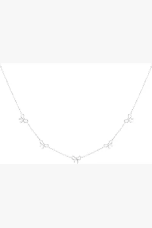 Yehwang Minimalistische ketting met meerdere strikjes - - Dames ketting - Zilveren ketting - 37 + 5 cm - Stainless Steel (verkleurt niet!) - Waterproof necklace - Nikkel vrij - Kerst cadeau - Sinterklaas cadeau - Moederdag - Valentijn