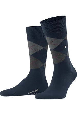 Burlington Edinburgh one-size, met patroon Katoen sokken heren blauw - Maat 40-46