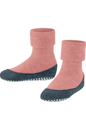 Falke Cosyshoe Teens antislip noppen merinowol huissokken pantoffels kinderen pink - Maat 33-34