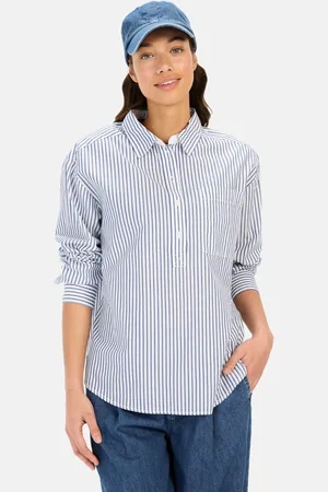 Camel Active Gestreepte blouse gemaakt van katoen - Maat womenswear-XS - Lichtblauw