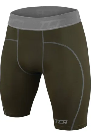 TCA Jongens Pro Performance Compressie Basislaag Thermische Onderbroek Shorts - Donkergroen, 8-10 Jaar