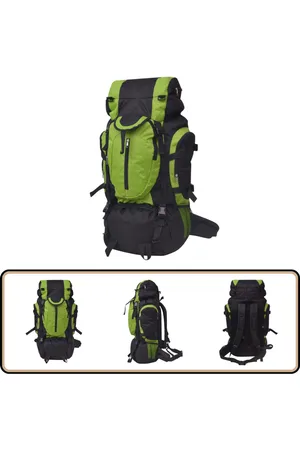 vidaXL Rugzak Hiking XXL 75L - Zwart & Groen Rugtzak - Backpack - Outdoor Rugzak - Wandelrugzak - Reisrugzak