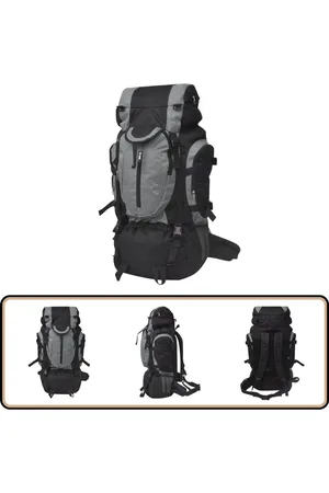 vidaXL Hiking Rugzak XXL 75L - Zwart & Grijs Rugtzak - Rugzak Xxl - Trekkingrugzak - Wandelrugzak - Campingrugzak