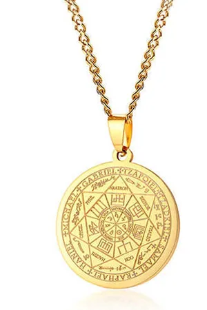 Mendes Cubaanse Schakelketting Mannen Goudkleurig Seal of the Seven Archangels