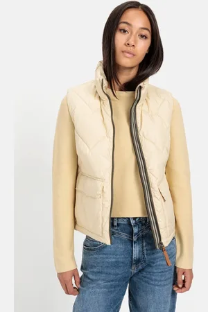 Camel Active Korte gewatteerde bodywarmer van gerecycled polyester - Maat womenswear-34 - Vanille