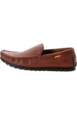 Camel Active Leren slippers met logo-embossing - Maat menswear-43 - Cognac