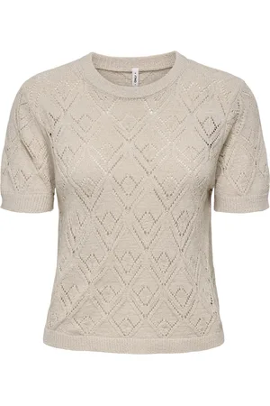 ONLY T-shirt Onlsunny S/s Structure Pullover Knt 15350928 Pumice Stone Dames Maat - XS