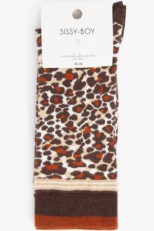 Sissy-Boy Donkerbruine sokken met leopard print