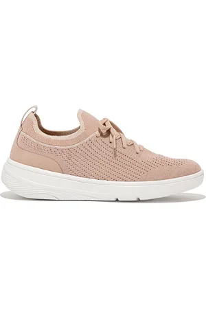 FitFlop Super-Q Knit Slip-On Laced Sneakers Vrouwen - Beige Buff/Rose