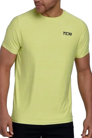 TCA Galaxy sportshirt heren korte mouw - Quickdry t-shirt - Rekbaar sport shirt heren - Trainingsshirt ademend - Hardloopshirt heren - Fietsshirt - Fel Groen, XXL