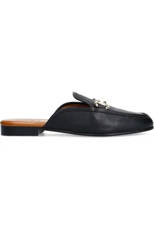Sacha Dames - Zwarte leren slip on loafers met goudkleurige chain - Maat 41