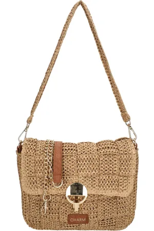 Charm London Margate Schoudertas - Crossbody - Raffia - Ritssluiting - Overslag - Goud