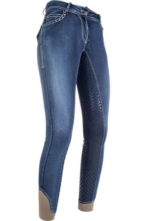 Hkm Rijbroek -Pasadena- Summer Denim, silicoon zitvlak jeansblauw 46
