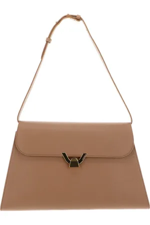 Coccinelle Leren Schoudertas Dorian Handbag Grained Leather Lichtbruin
