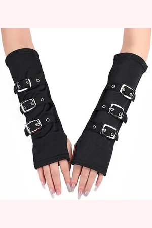 WiseGoods Luxe Dames Sleeves Met Riemen - Punk Handschoenen - Armwarmers - Polswarmers - Kleding - Handschoen - Gothic