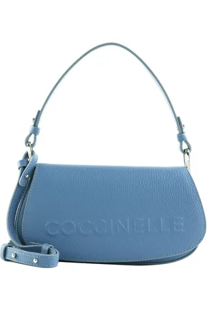 Coccinelle Leren Handtas Schoudertas Myrtha Maxi Log Mini Crossbody Bag Blauw