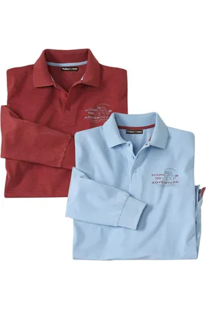 Atlas For Men Set van 2 poloshirts met lange mouwen - Sport-chique look - Verkrijgbaar in grote maten van M tot 5XL - 4XL