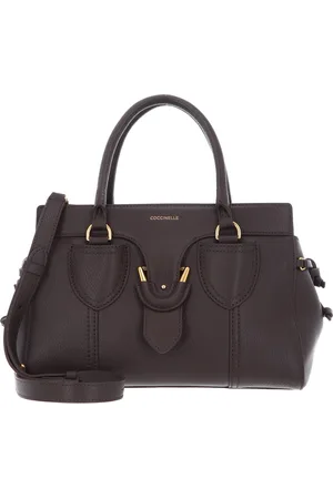 Coccinelle Leren Schoudertas Handtas York Handbag Grained Leather Donkerbruin