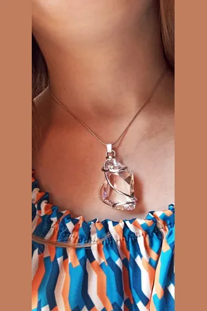 Malù ART handgemaakte juweel - ketting 45 cm - Lengte 8 cm x 3 cm - Italiaans design met SWAROVSKI ELEMENTS™ Juweel in gerhodineerd materiaal.