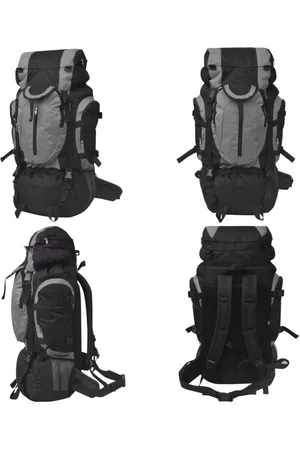 vidaXL Rugzak hiking XXL 75 L zwart en grijs - Backpack - Backpacks - Rugzak - Rugzakken